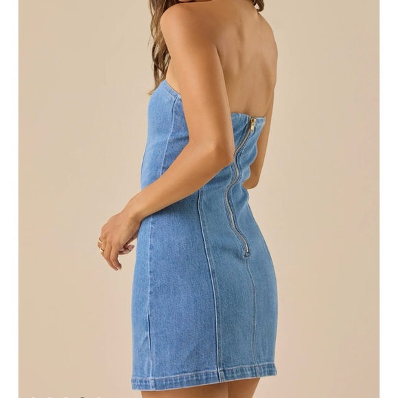 NEW Altar’d State Denim Strapless Mini Dress Size XXL NWT - Picture 4 of 8